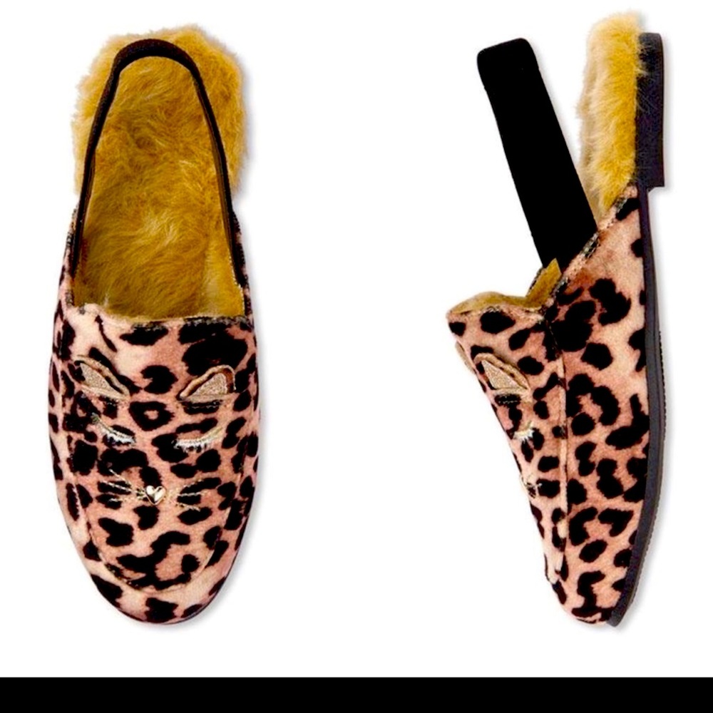 NEW Children’s Place Velvet Leopard Fur Loafer Shoe - kids size